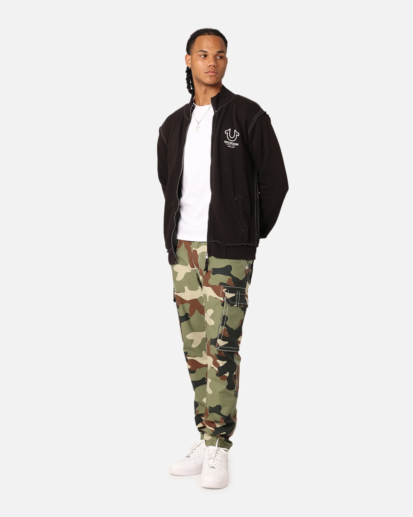 True Religion Big T Mock Neck Zip Through Jacket Jet Black - Image 2
