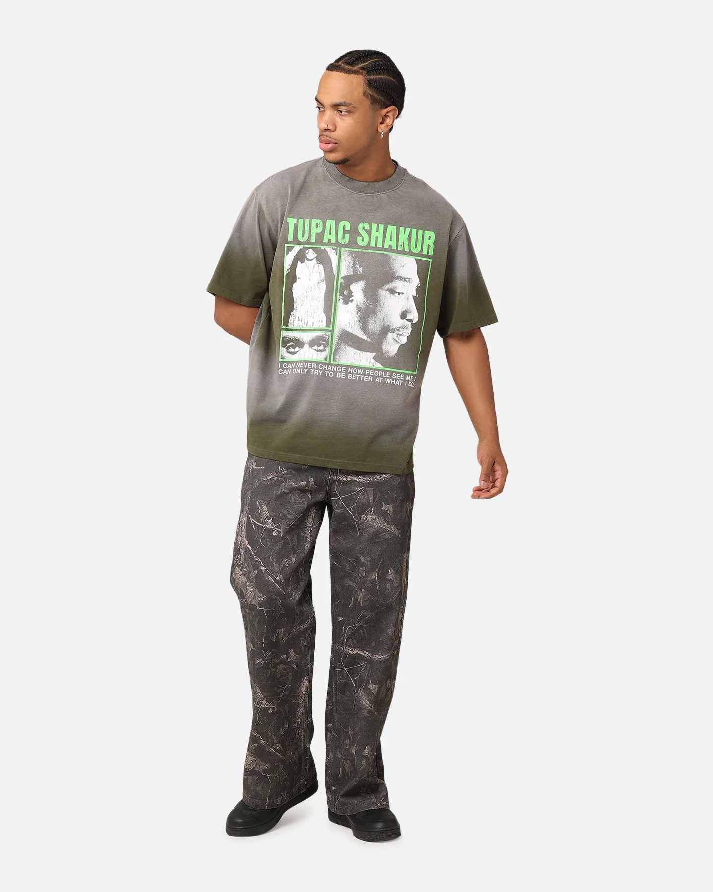 Tupac Never Change Sunfade T-Shirt Black Wash - Image 2
