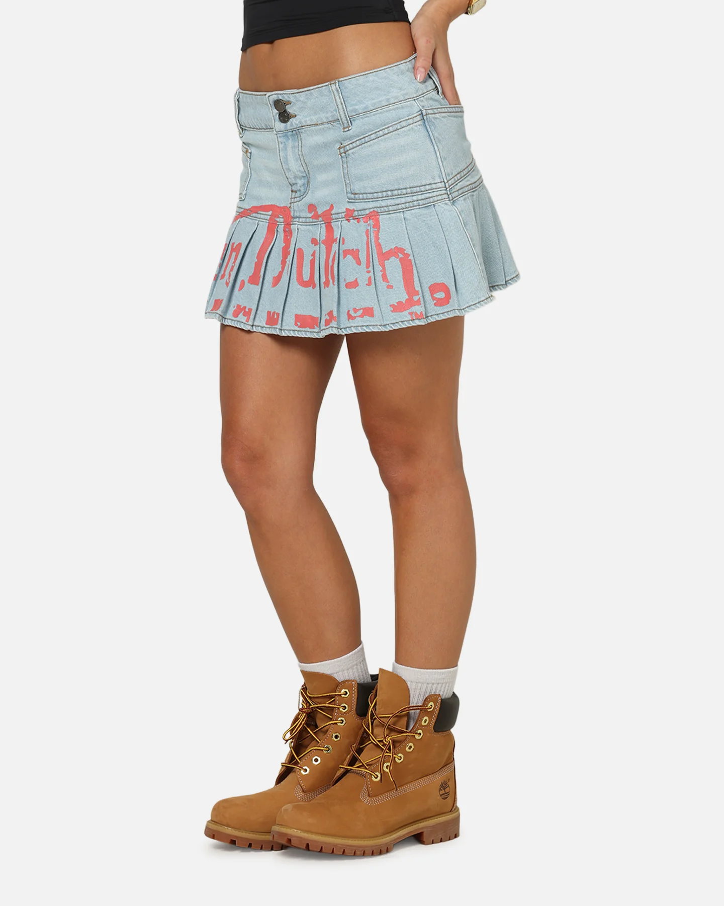 Von Dutch Women's Denim Mini Skirt Washed Light Blue - Image 5