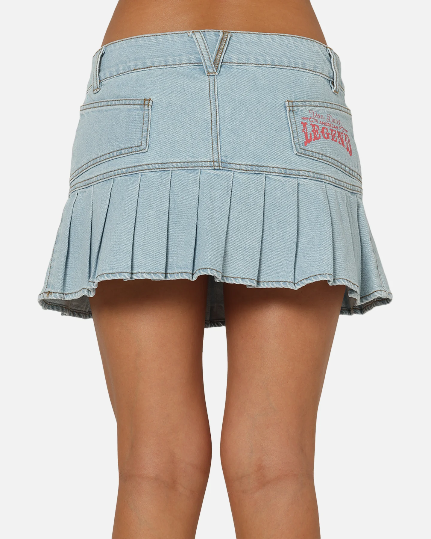 Von Dutch Women's Denim Mini Skirt Washed Light Blue - Image 7