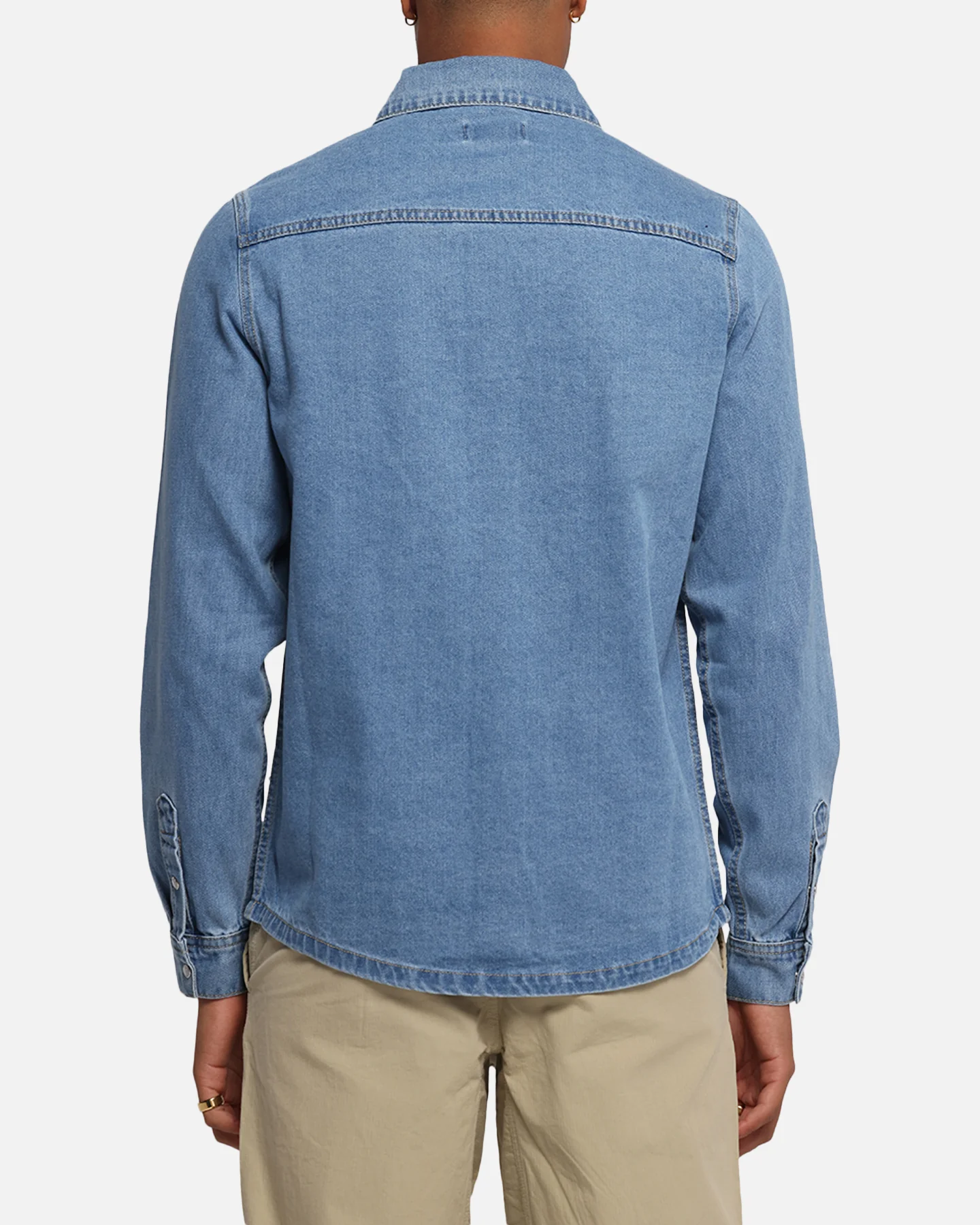 X-Large Denim Western Long Sleeve Shirt Mid Blue - Image 3