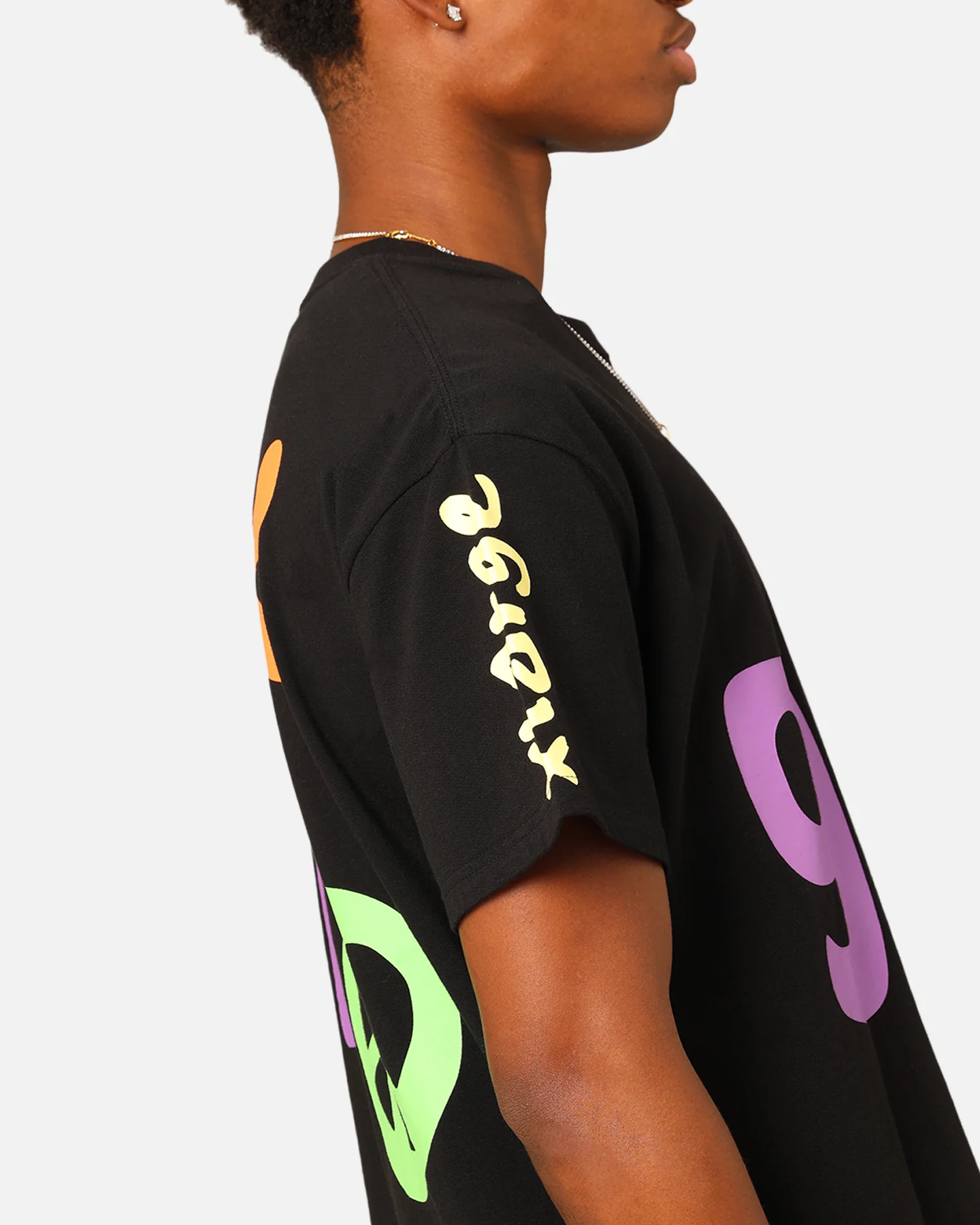 X-Large Flower And Peace T-Shirt Black - Image 9