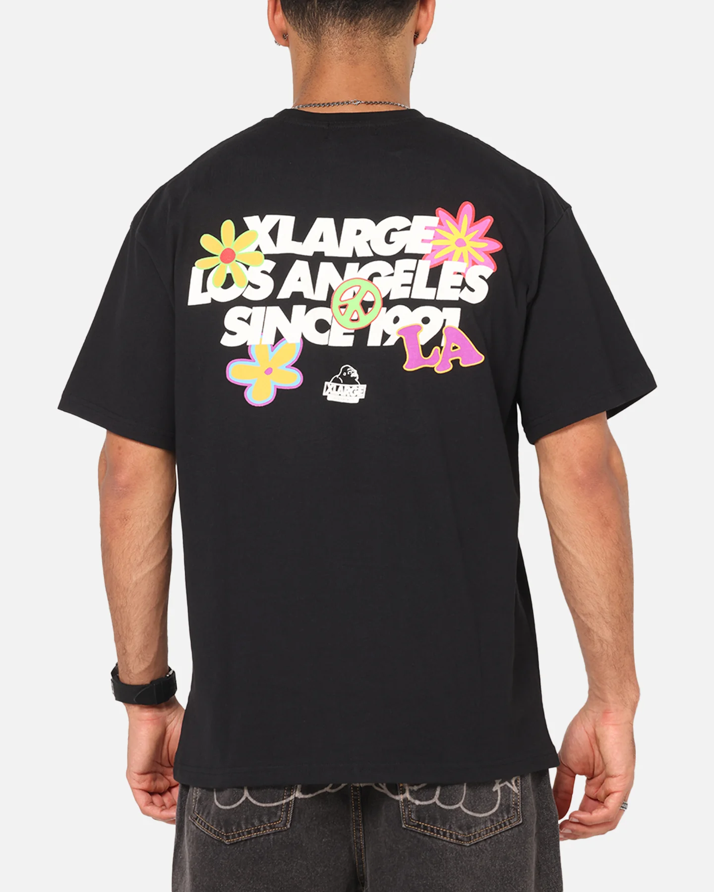 X-Large Flowers T-Shirt Black