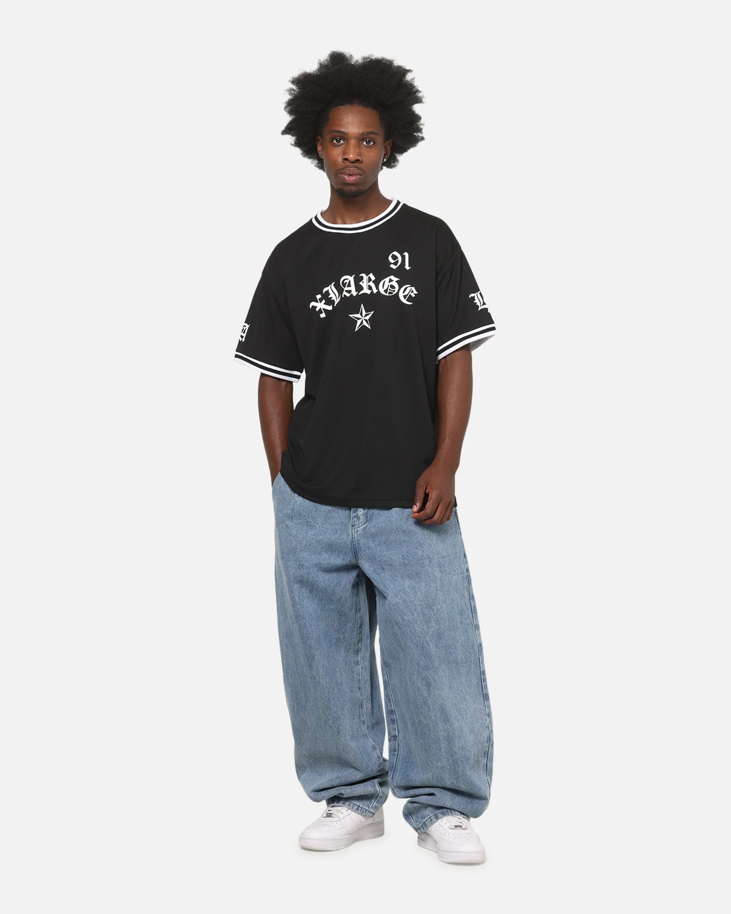 X-Large Old English Jersey T-Shirt Black - Image 2