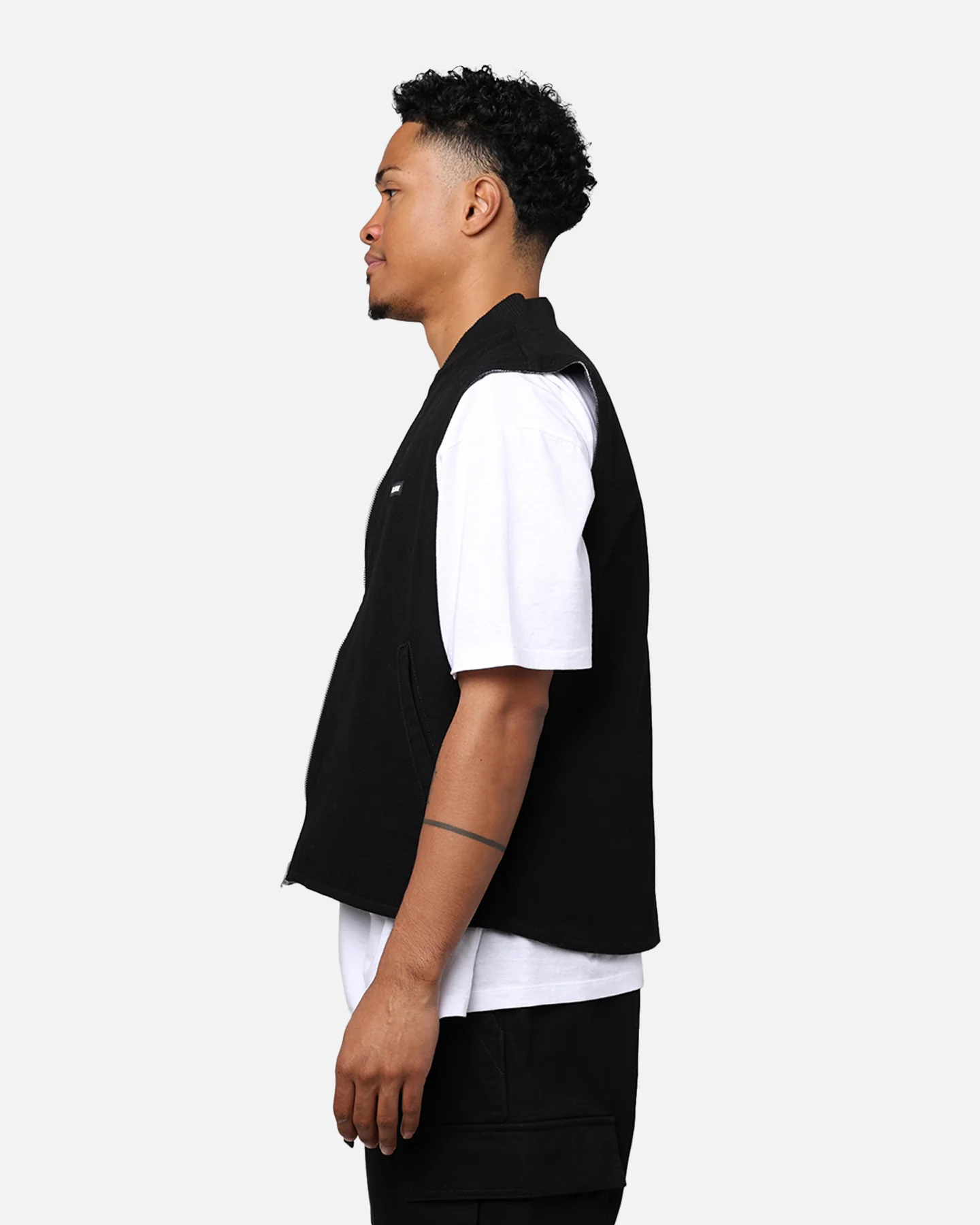 X-Large Ombre Plaid Reversible Vest Black - Image 10
