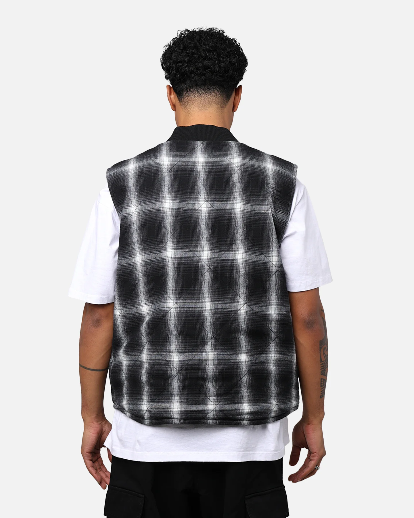 X-Large Ombre Plaid Reversible Vest Black - Image 2