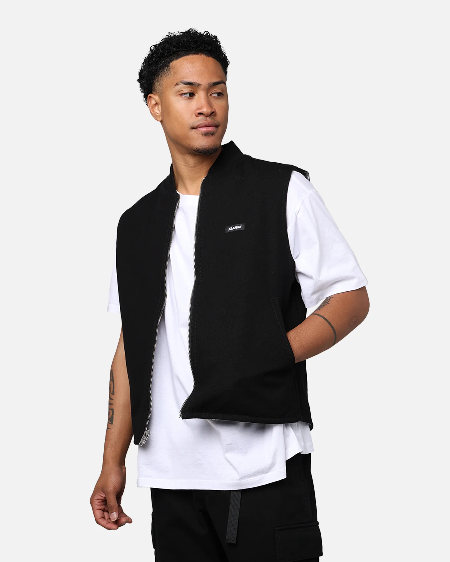 X-Large Ombre Plaid Reversible Vest Black - Image 6