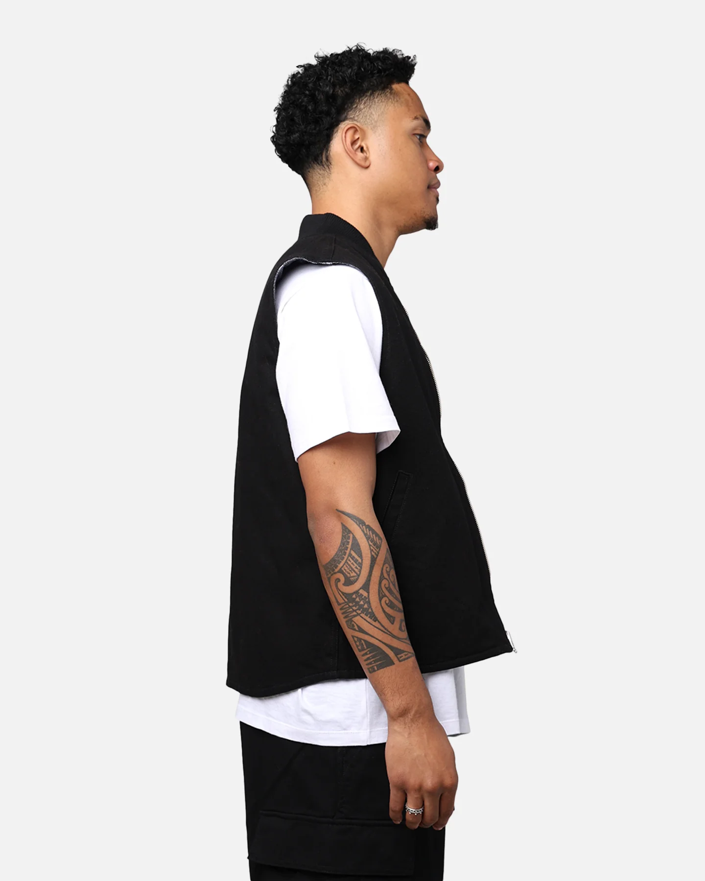 X-Large Ombre Plaid Reversible Vest Black - Image 9