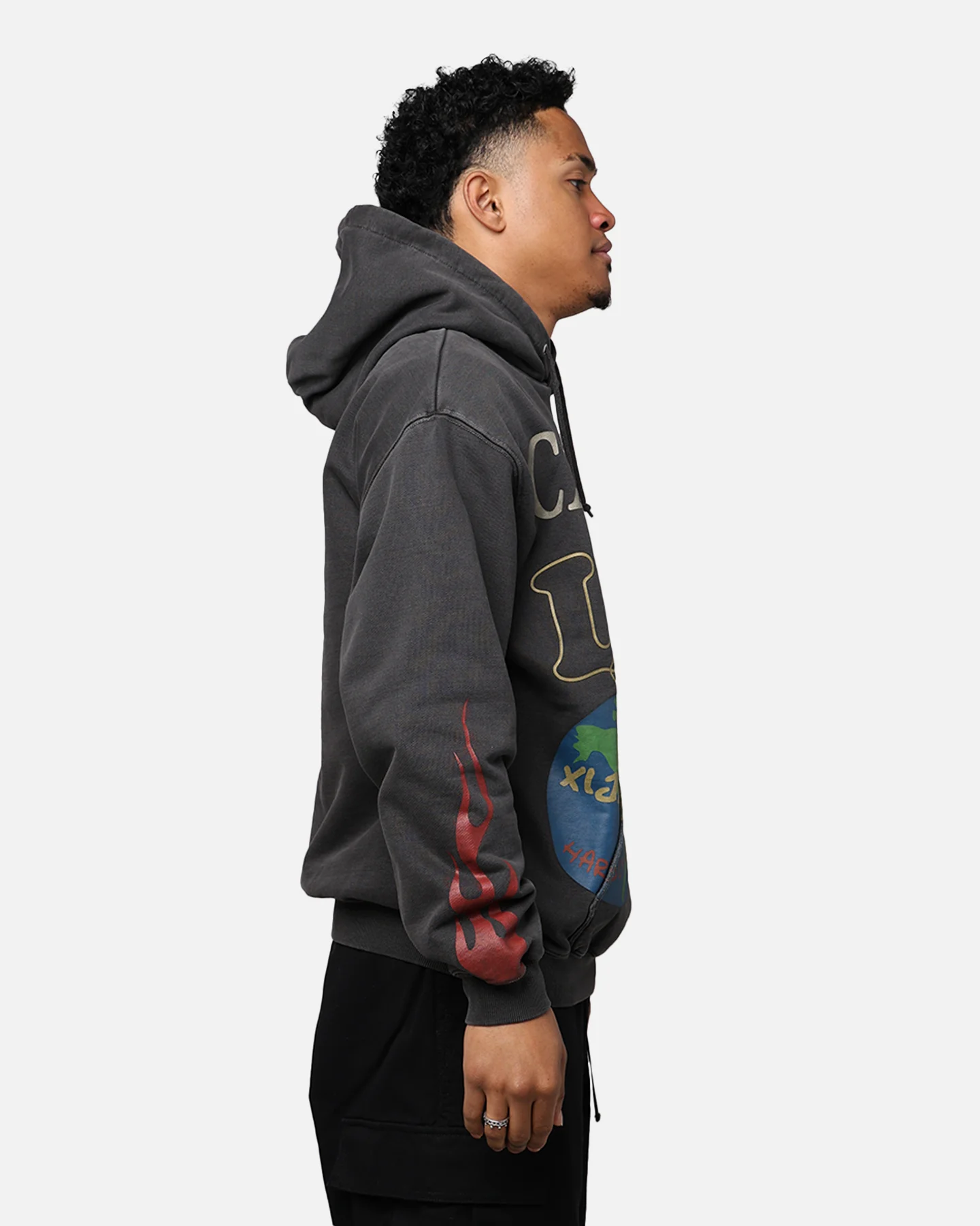 X-Large Pigment Dyed Peace Hoodie Black - Image 4