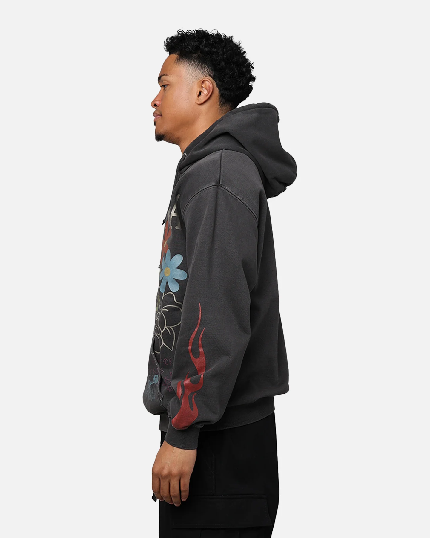 X-Large Pigment Dyed Peace Hoodie Black - Image 5