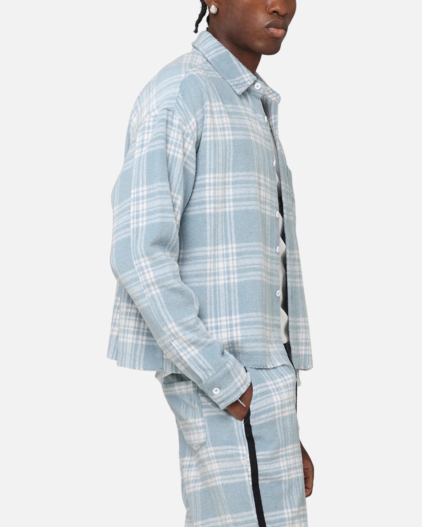 XXIII Plaid Long Sleeve Overshirt Blue - Image 4