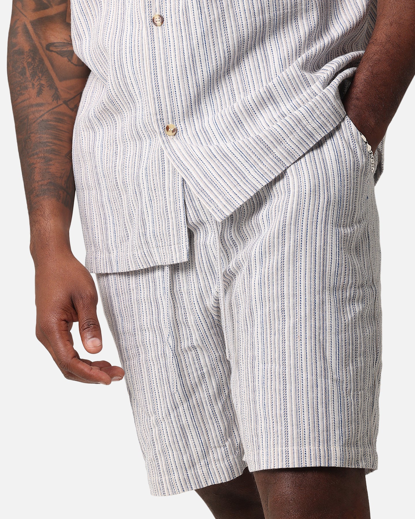 XXIII Tulum Stripe Shorts Cream/Blue - Image 4