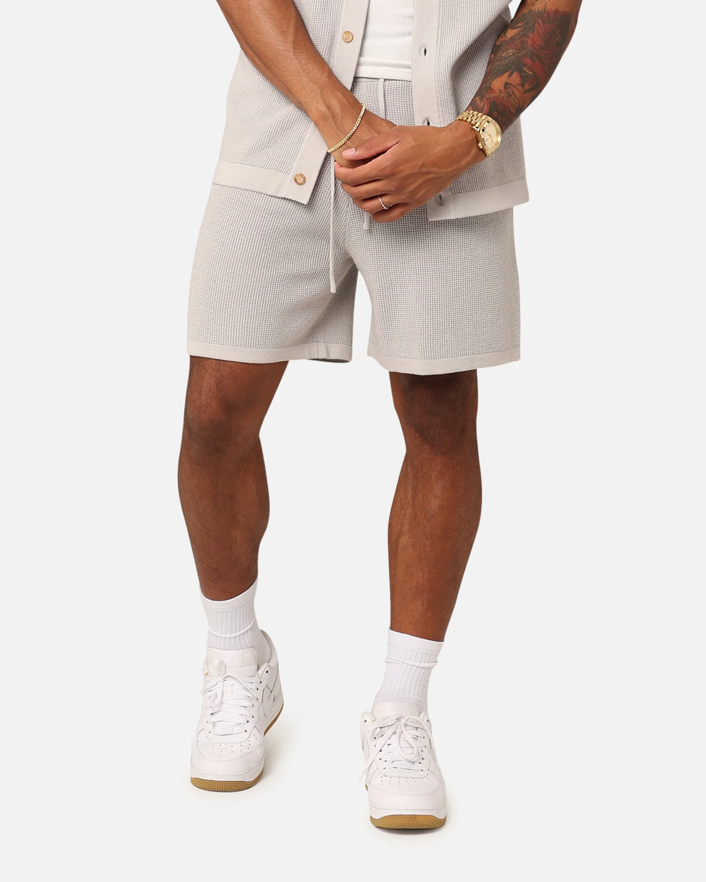 XXIII Zyair Knit Rib Shorts Stone - Image 3