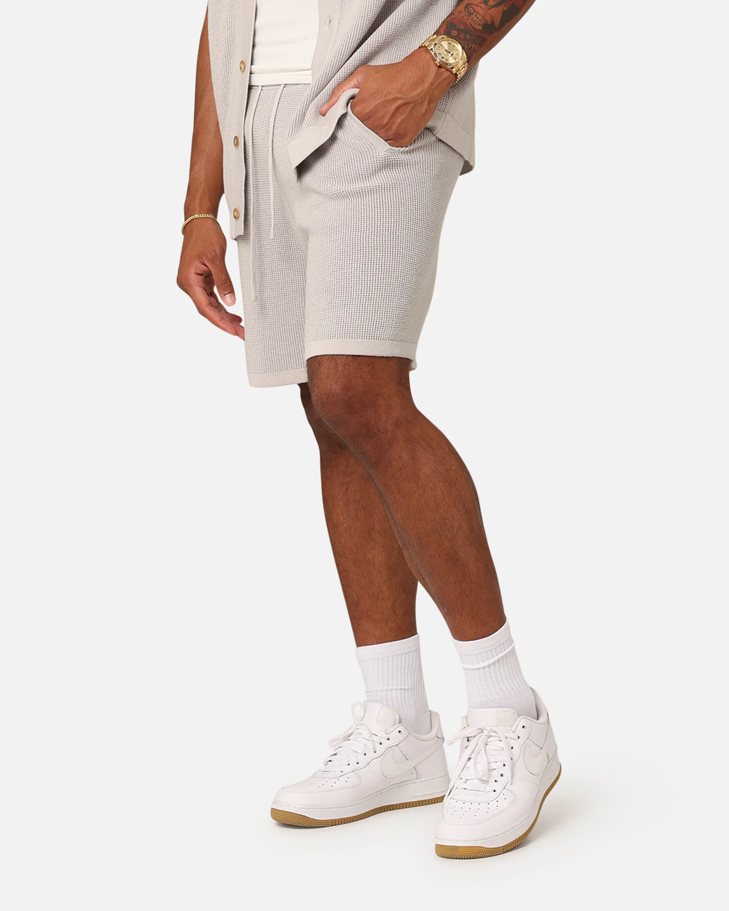 XXIII Zyair Knit Rib Shorts Stone - Image 4
