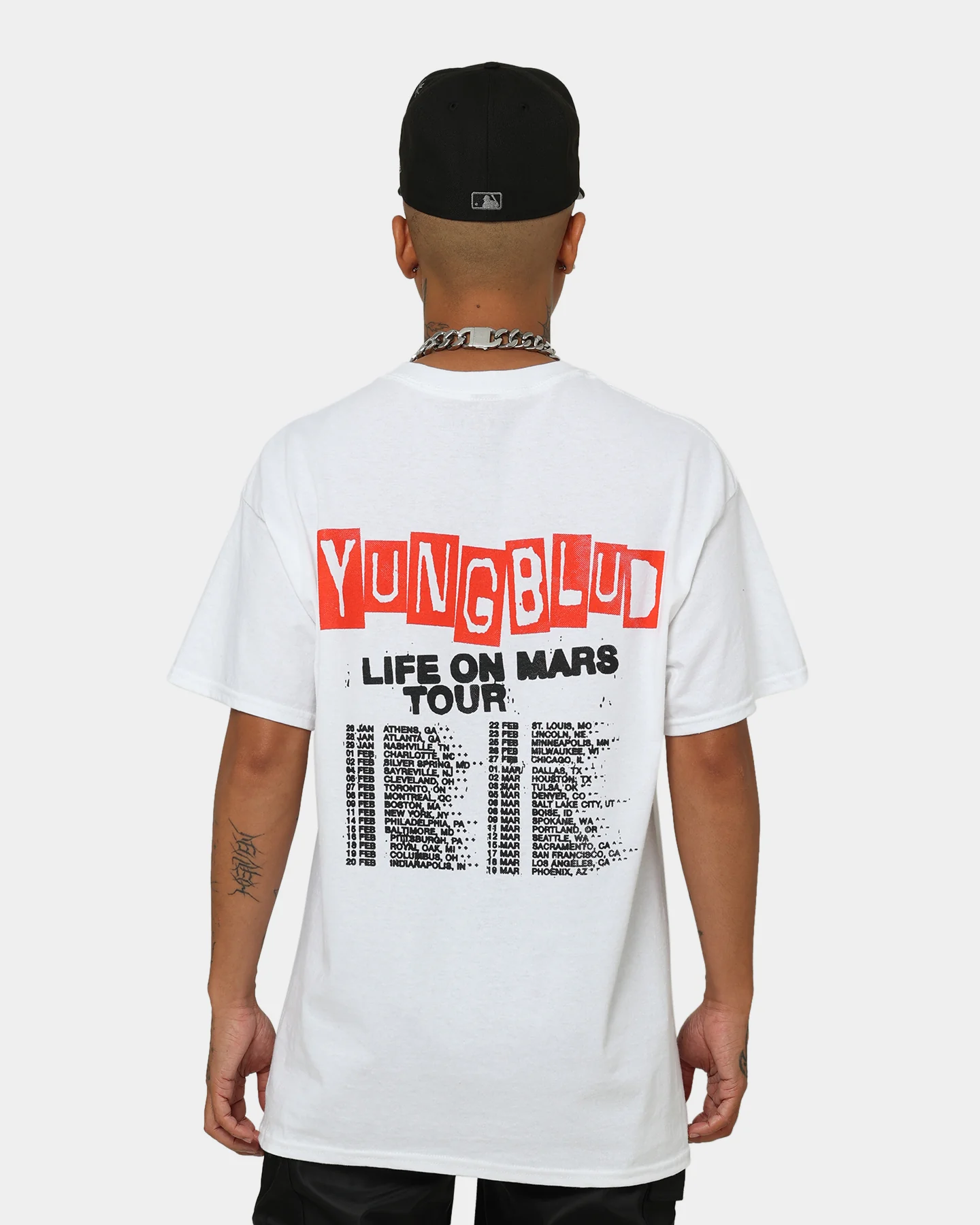 YUNGBLUD Life On Mars Tour Vintage T-Shirt White - Image 5